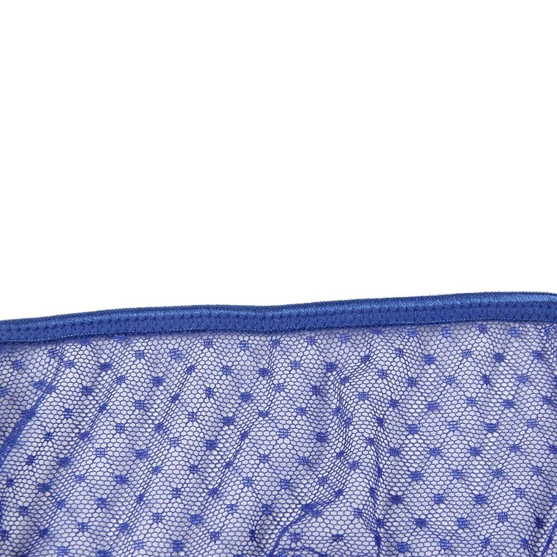 Blauer, hochgeschnittener Spitzenslip – verstellbare Träger und Baumwollzwickel