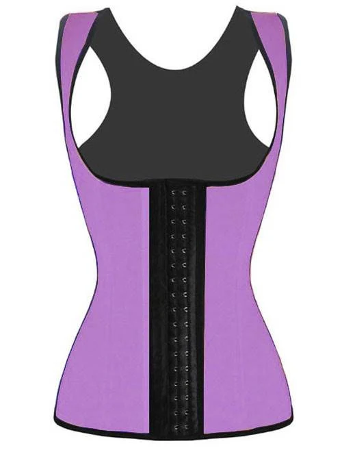 Taillenformer-Weste aus violettem Latex mit 4 Stahlstäben