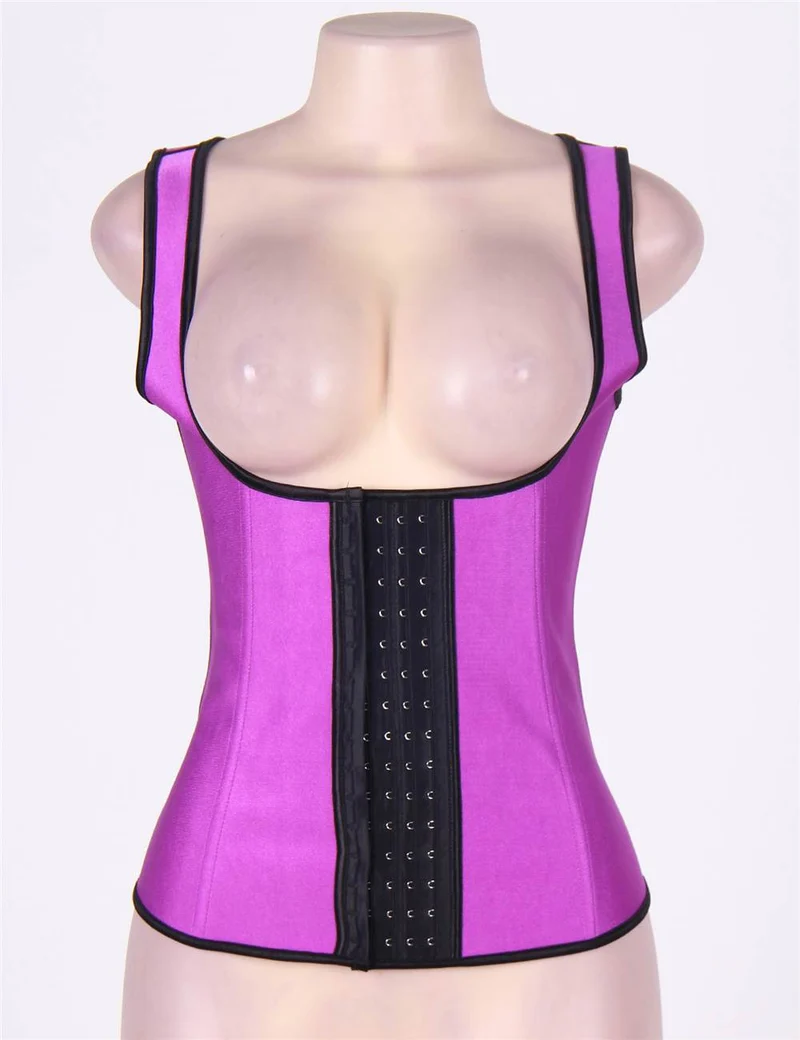 Taillenformer-Weste aus violettem Latex mit 4 Stahlstäben