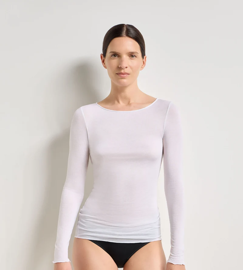 Weißes T-Shirt mit Rundhalsausschnitt Thermal Light