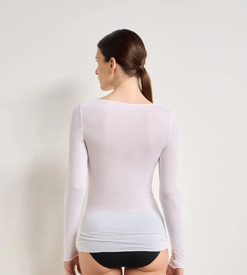 Weißes T-Shirt mit Rundhalsausschnitt Thermal Light