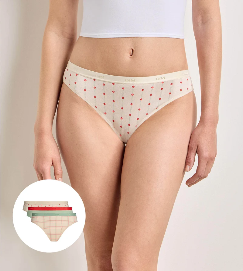 3er-Pack „Fleurs Douces“ Slips von Les Pockets Coton