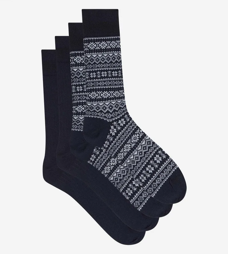 2er-Pack Herren-Socken in Nordic Navy Blue, Navy Blue Coton Fancy
