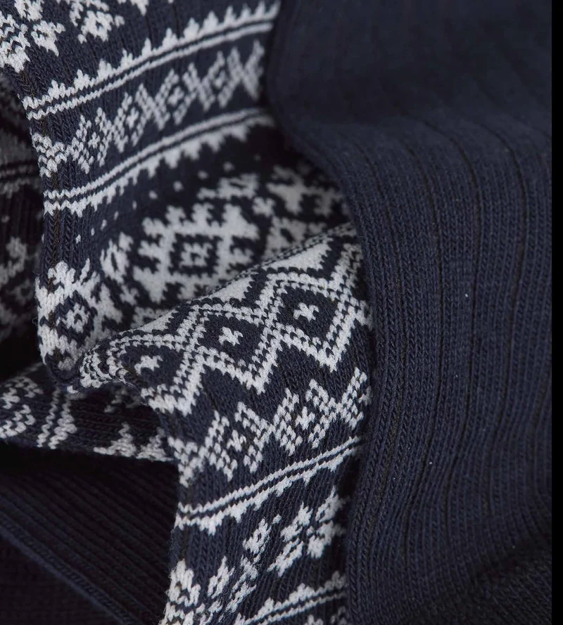 2er-Pack Herren-Socken in Nordic Navy Blue, Navy Blue Coton Fancy