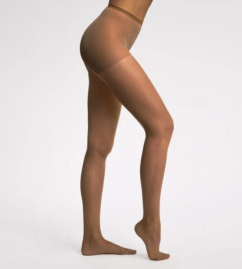 Transparente, nahtlose Strumpfhose in Dunkelbraun von Nude