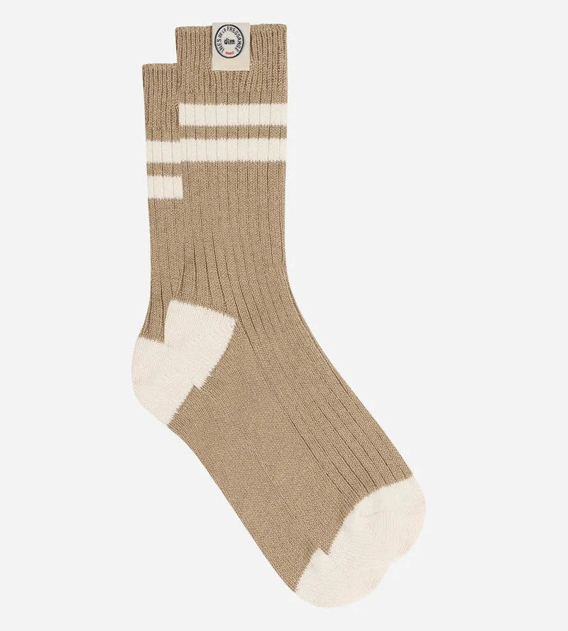 DIM x Ines de la Fressange – Rippstrick-Socken aus Baumwolle in Tiefgrau