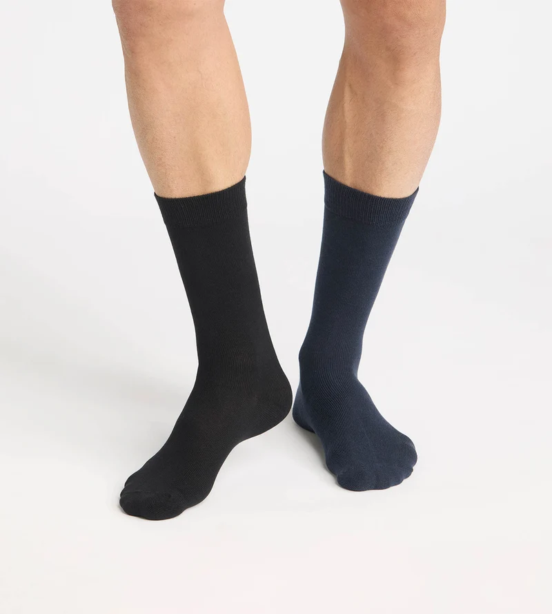 2er-Pack Thermo-Socken für Herren aus tiefblauer Baumwolle
