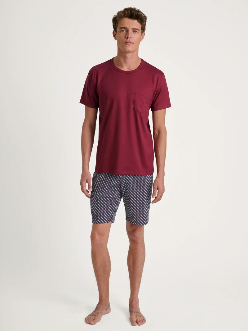 HERREN Pyjama kurz, mars red