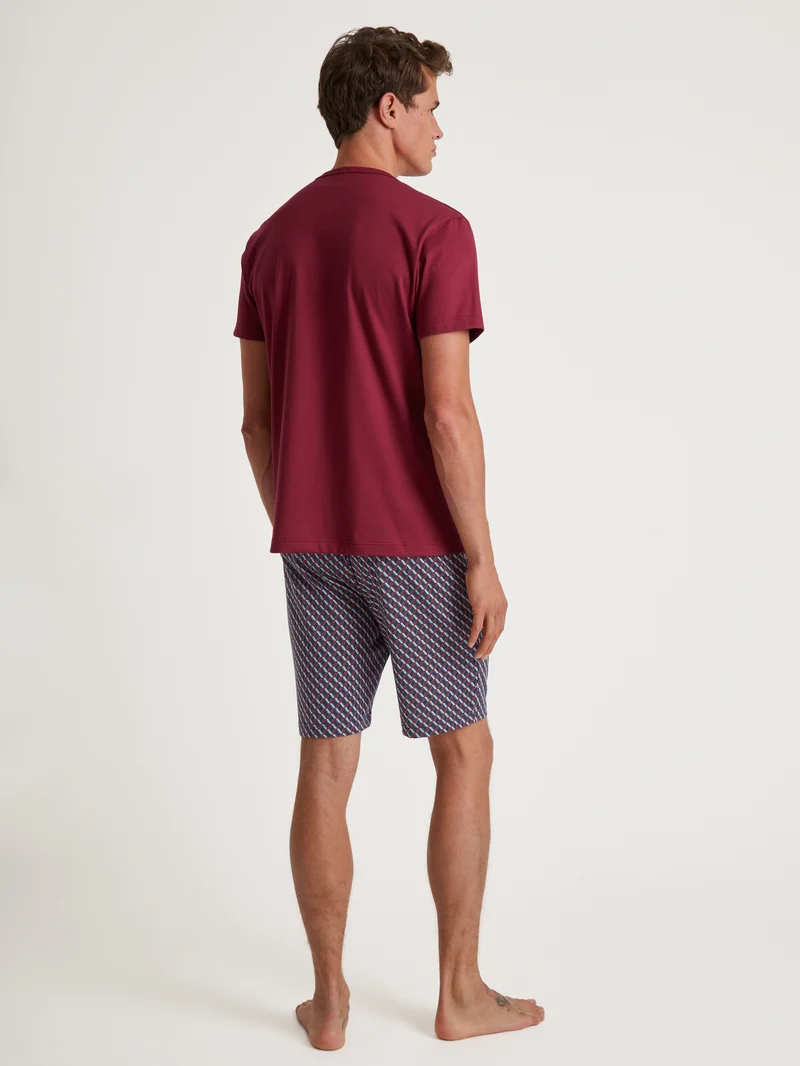 HERREN Pyjama kurz, mars red