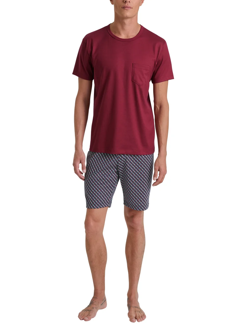 HERREN Pyjama kurz, mars red