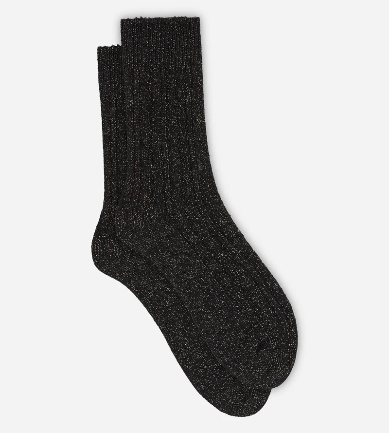 Schwarze gerippte Damensocken von La Mode