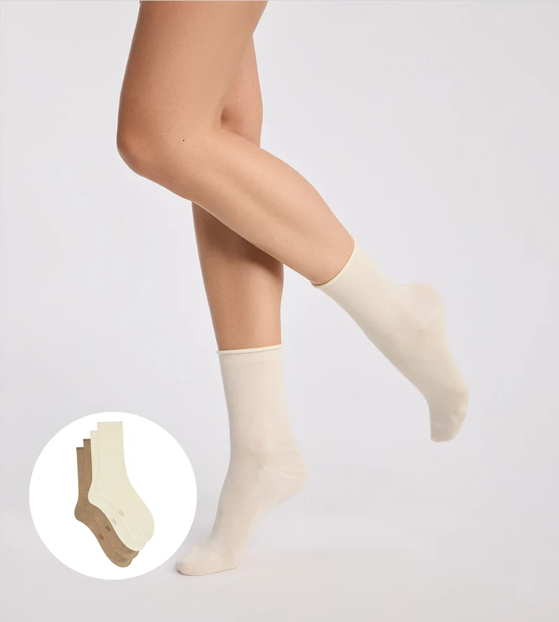 2er-Pack Damensocken in Taupe und Beige aus Modal