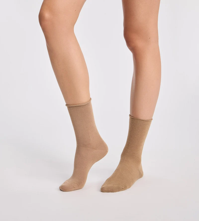 2er-Pack Damensocken in Taupe und Beige aus Modal