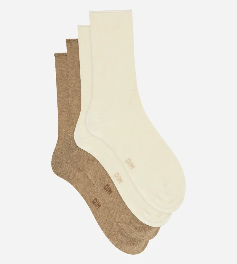 2er-Pack Damensocken in Taupe und Beige aus Modal
