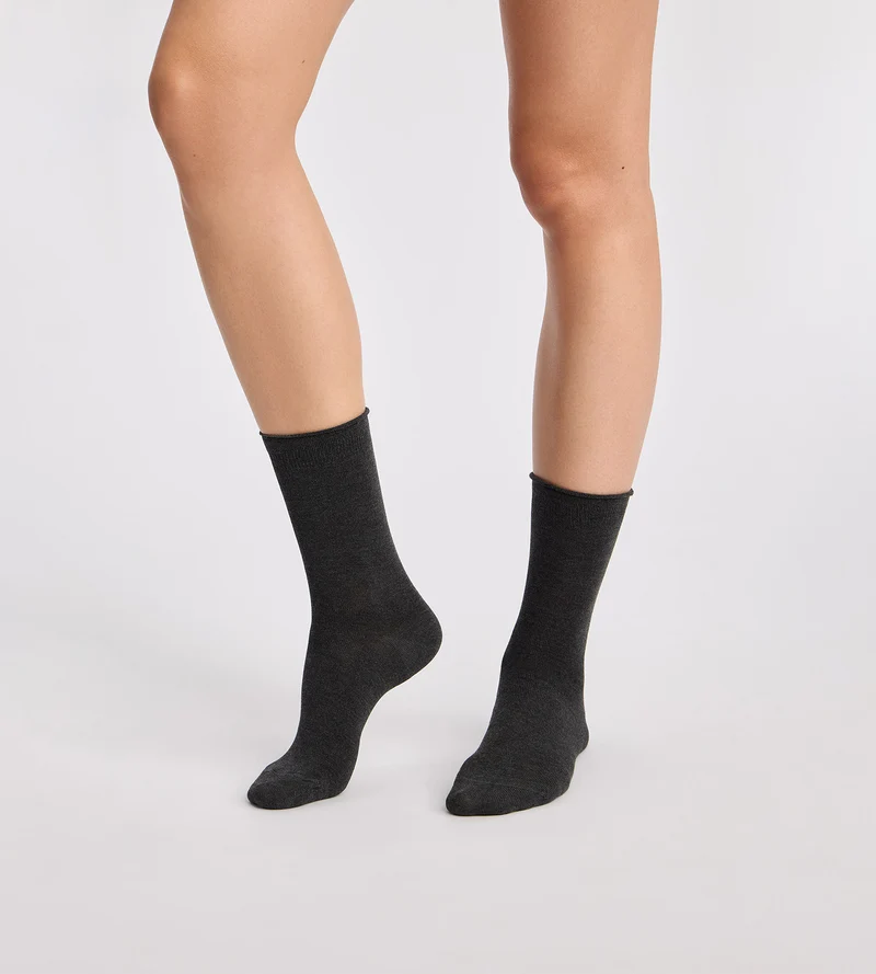 2er-Pack Damensocken in Hellgrau und Anthrazit aus Modal
