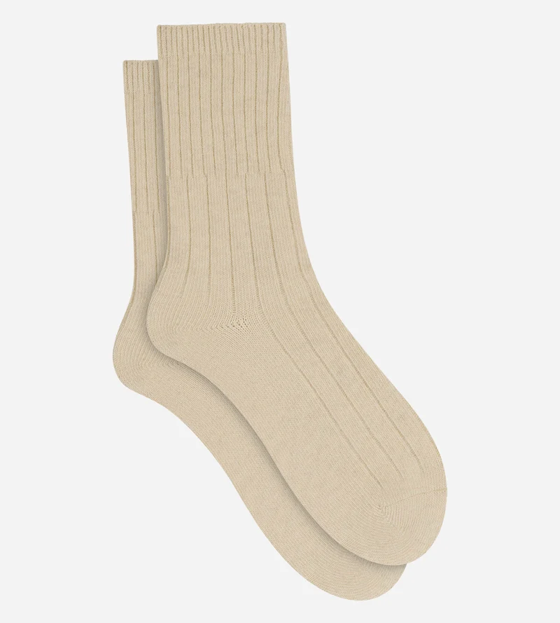 Beige-elfenbeinfarbene Damensocken