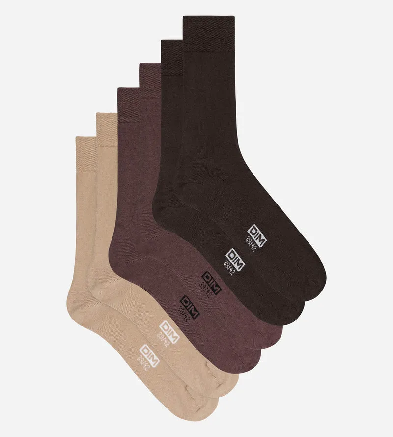 3er-Pack Herrensocken in den Farben Cassis, Schokoladenbraun und Taupe aus Baumwolle
