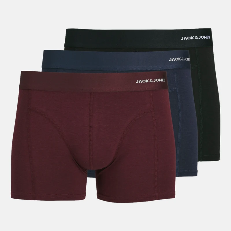3er Pack Bambus-Unterhosen in dunkelrot/marine/schwarz