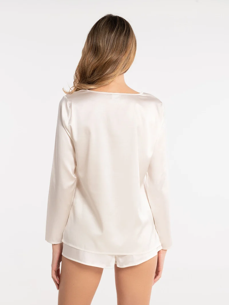 Shirt, langarm, PURE SILK STRETCH