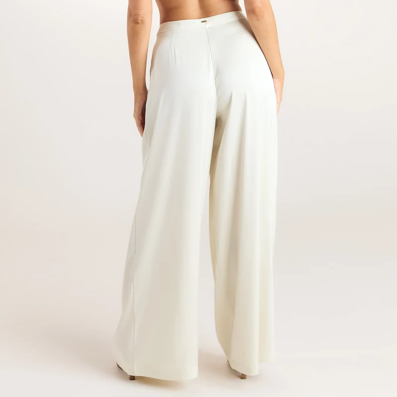 Satin Pleated Trousers - Cream