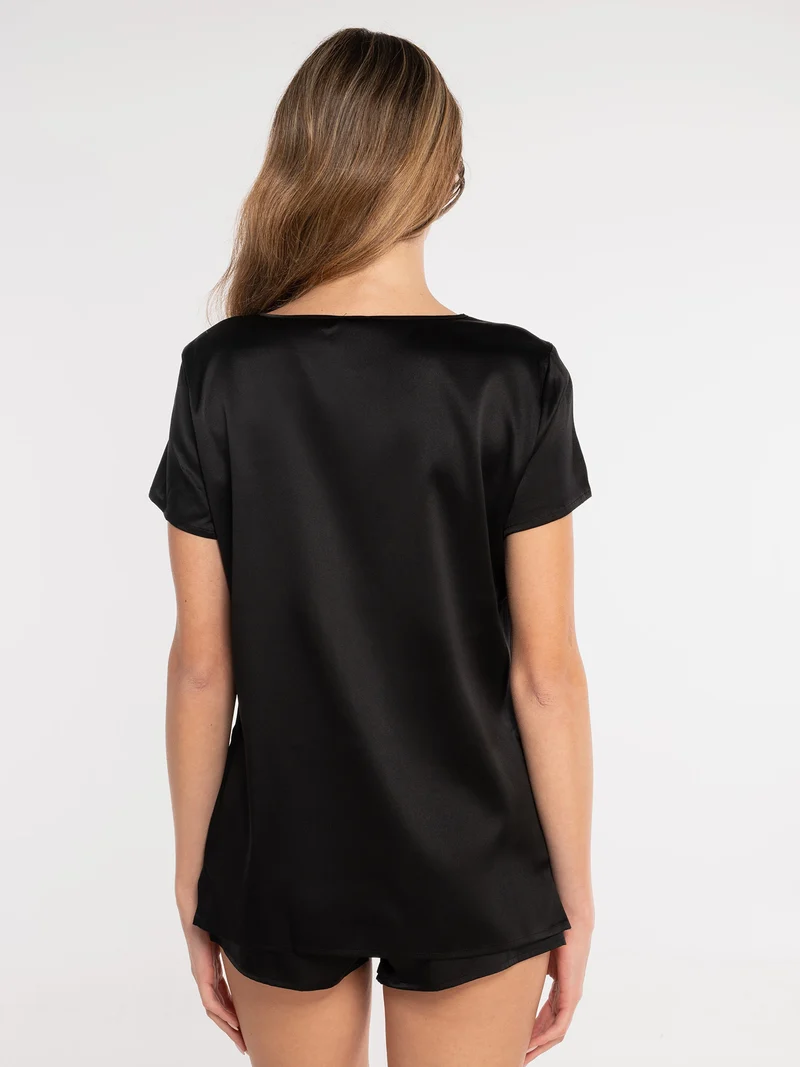 Shirt, kurzarm, PURE SILK STRETCH