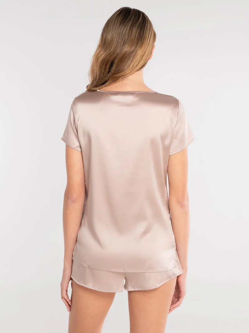 Shirt, kurzarm, PURE SILK STRETCH