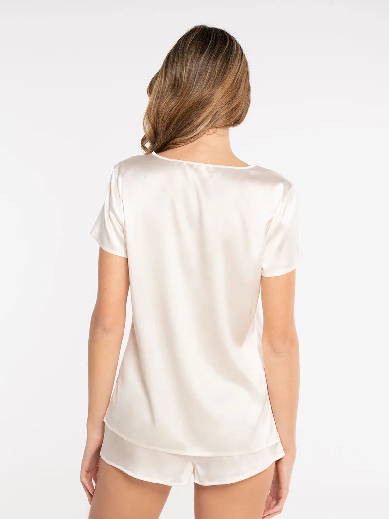 Shirt, kurzarm, PURE SILK STRETCH