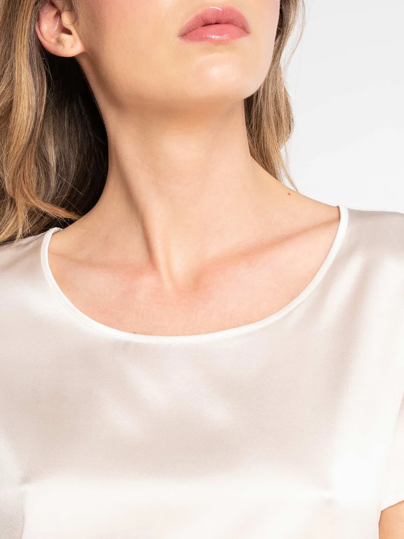 Shirt, kurzarm, PURE SILK STRETCH