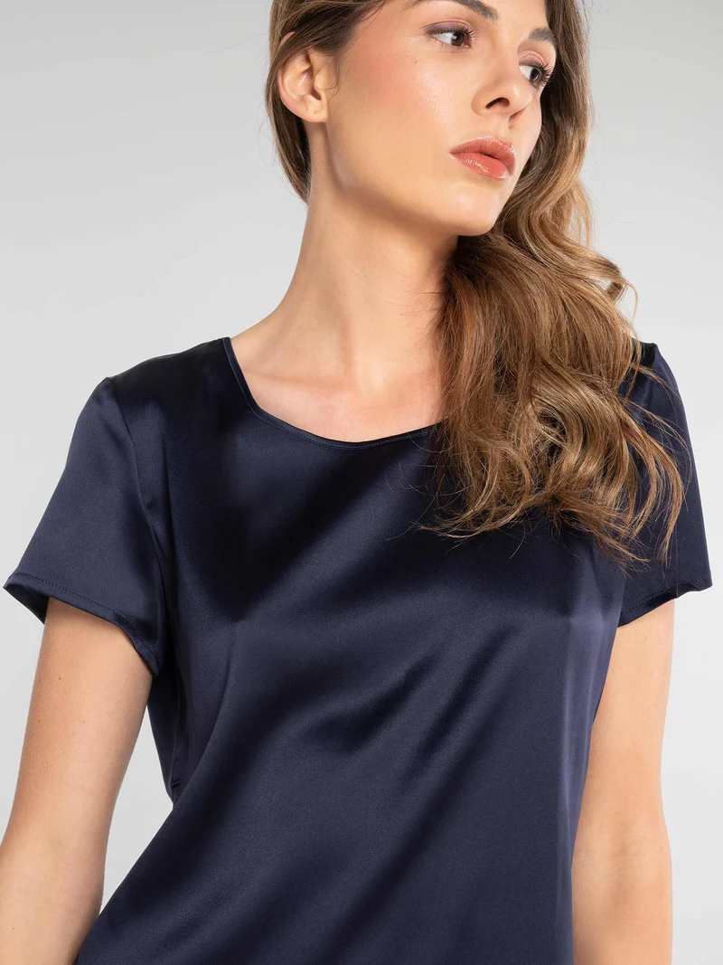 Shirt, kurzarm, PURE SILK STRETCH