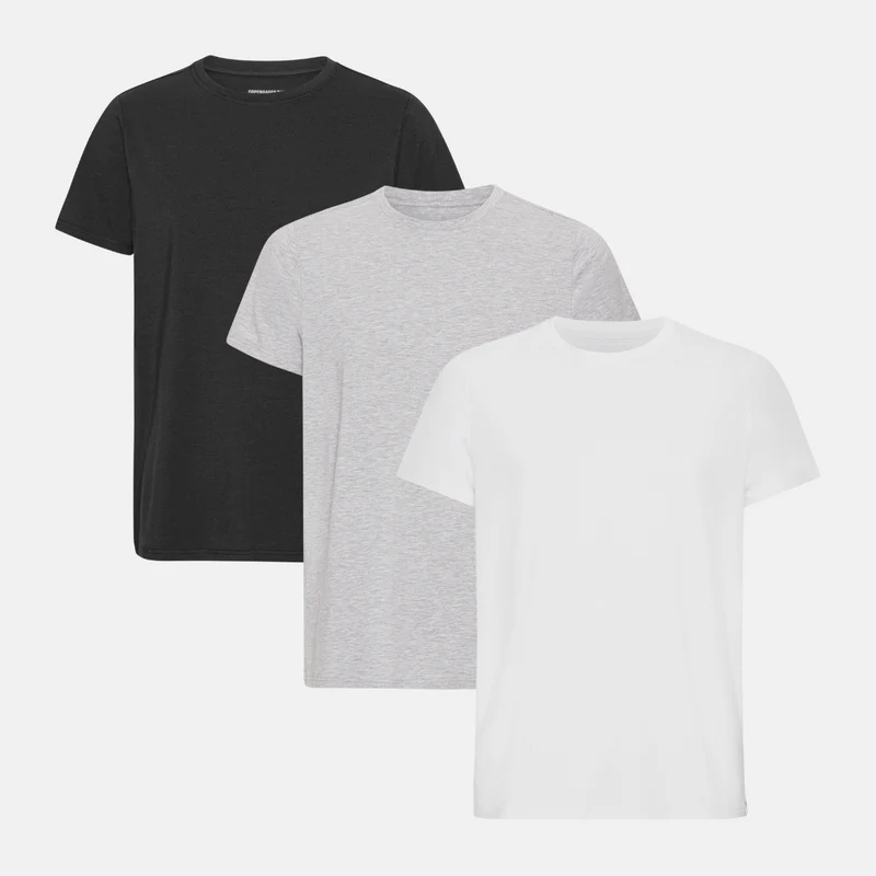 3er-Pack Bambus-T-Shirt in Schwarz/Weiß/Hellgrau