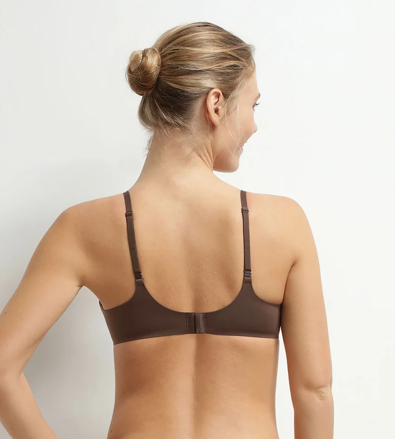 Gepolsterter BH ohne Bügel aus Mikrofaser Braun Dim Invisible