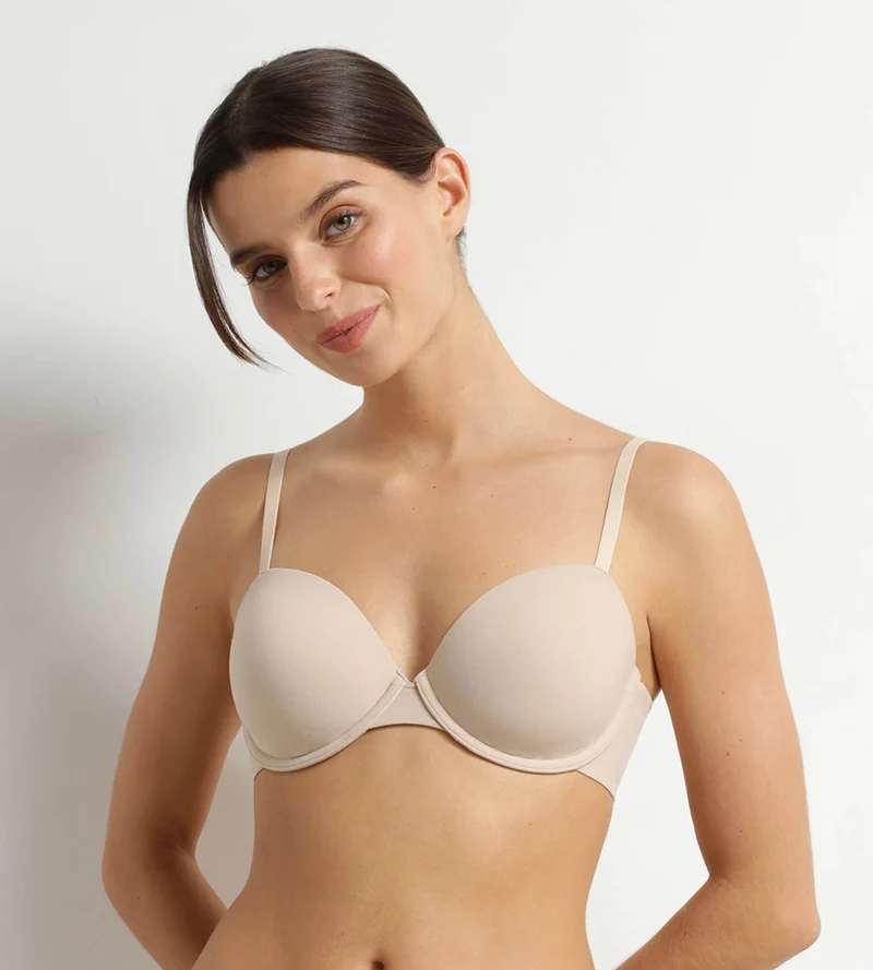Gepolsterter Bügel-BH aus Mikrofaser Nude Dim Invisible