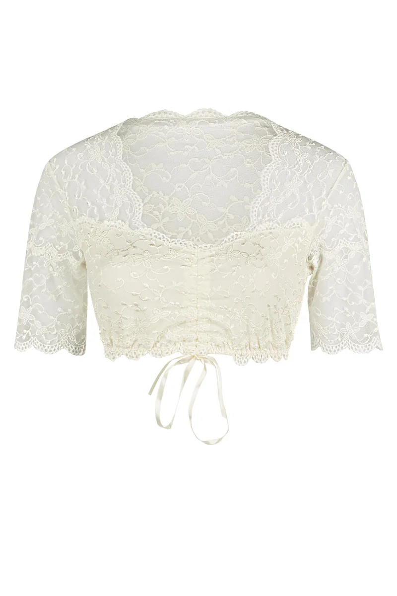 Dirndl-Bluse, halbarm, mit V-Ausschnitt, MARTINA – Grösse 36
