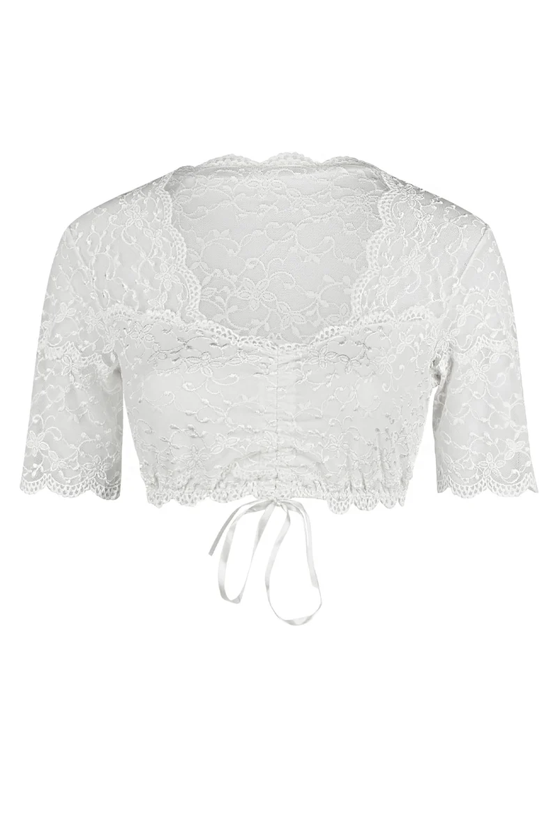 Dirndl-Bluse, halbarm, mit V-Ausschnitt, MARTINA – Grösse 36