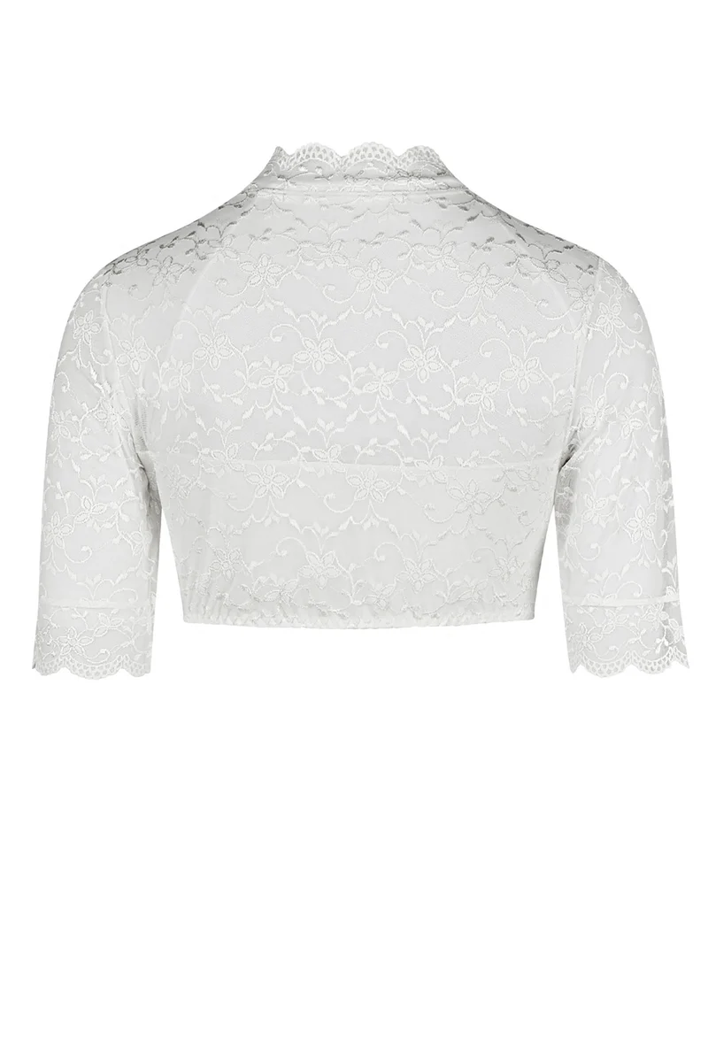 Dirndl-Bluse, halbarm, mit kleinem Stehkragen, ANNETTE - Einzelstücke in weiss, Grösse 36