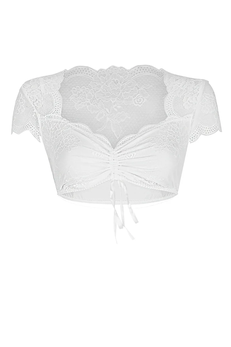 Dirndl-Bluse, kurzarm, mit herzförmigem Ausschnitt, SYBILLE - Einzelstück in Grösse 38