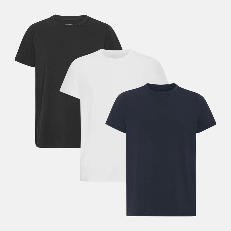 3er-Pack Bambus-T-Shirt in Schwarz/Weiß/Marine