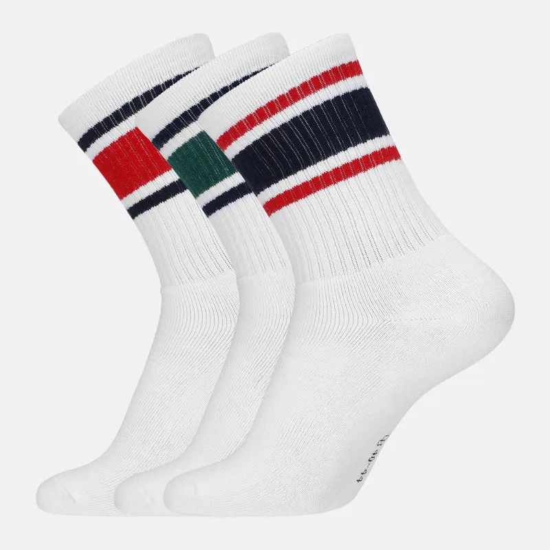 3er Pack Tennissocken aus weißem Bambus mit langer Rippe