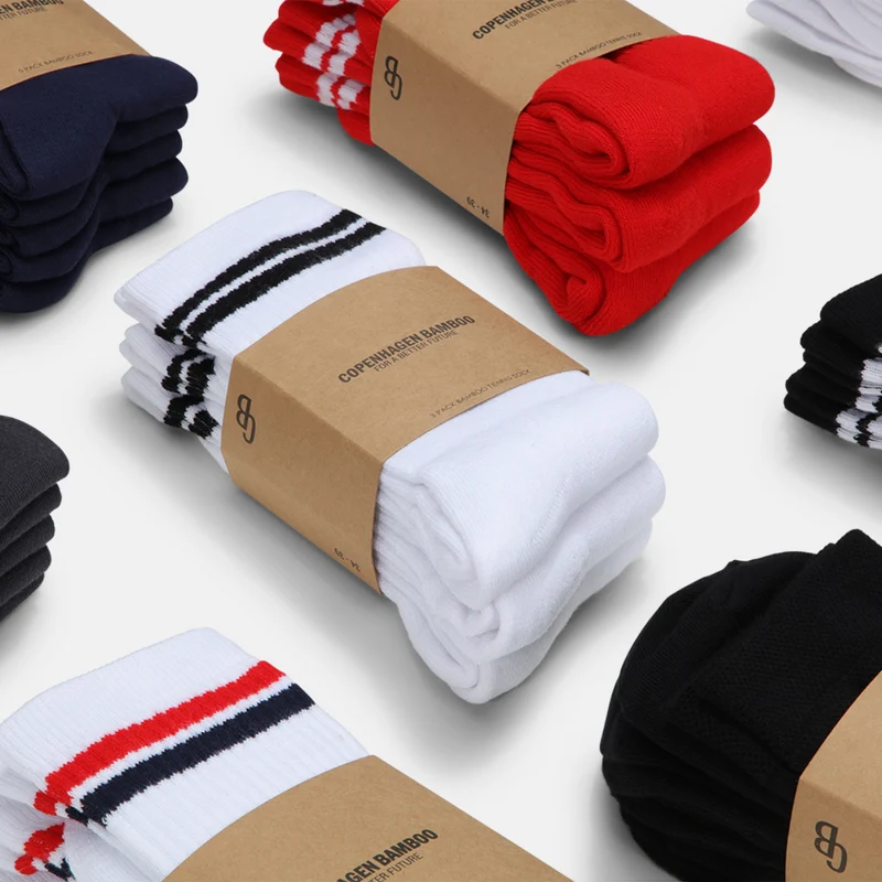 3er-Pack Tennissocken aus schwarzem Bambus