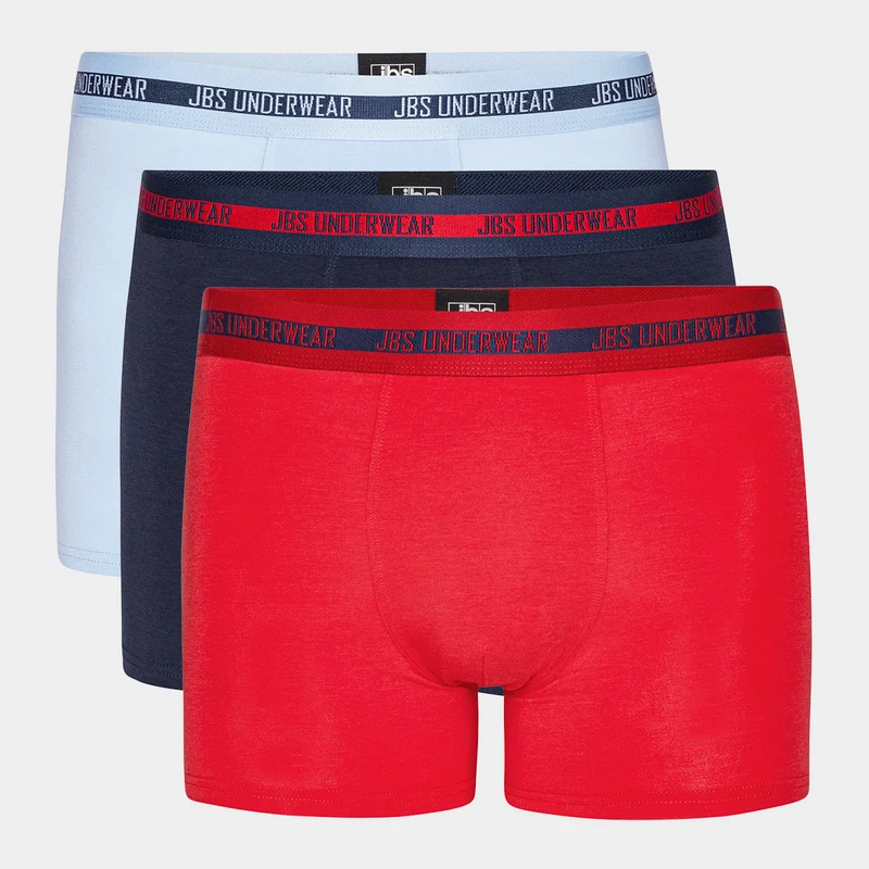 3er Pack Bambus-Unterhosen in hellblau/rot/marine
