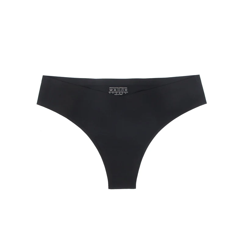 Schwarzes, nahtloses Triangel-Slip – V-förmiger Bund, Nylon-Bademodenstoff & verstellbarer Beinabschluss