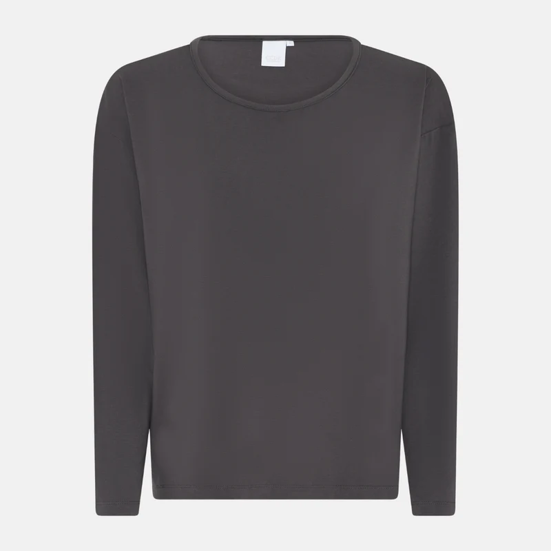 Graues langärmeliges Bambus-T-Shirt