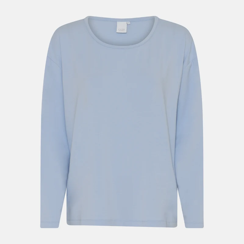 Hellblaues langärmeliges Bambus-T-Shirt