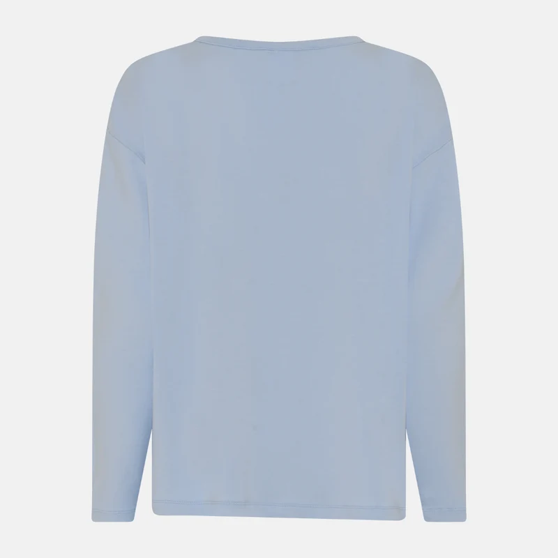 Hellblaues langärmeliges Bambus-T-Shirt