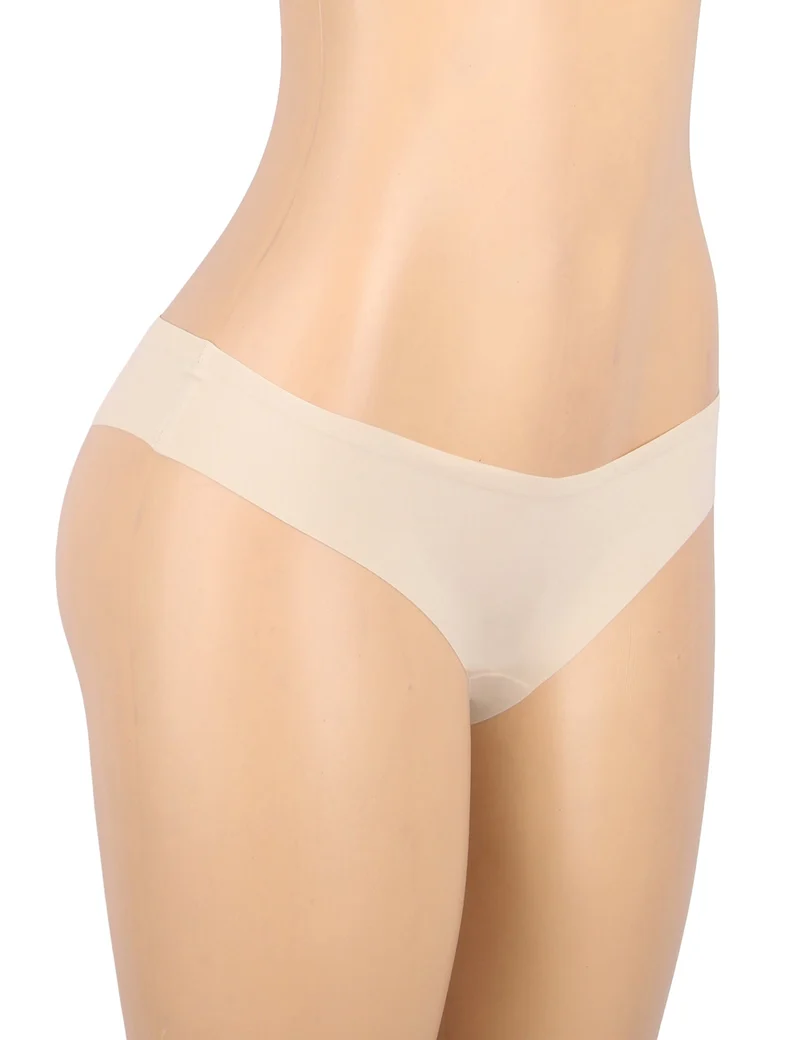 Nahtloser Triangel-Slip in Nude – V-förmiger Bund, Nylon-Bademodenstoff & verstellbarer Beinausschnitt