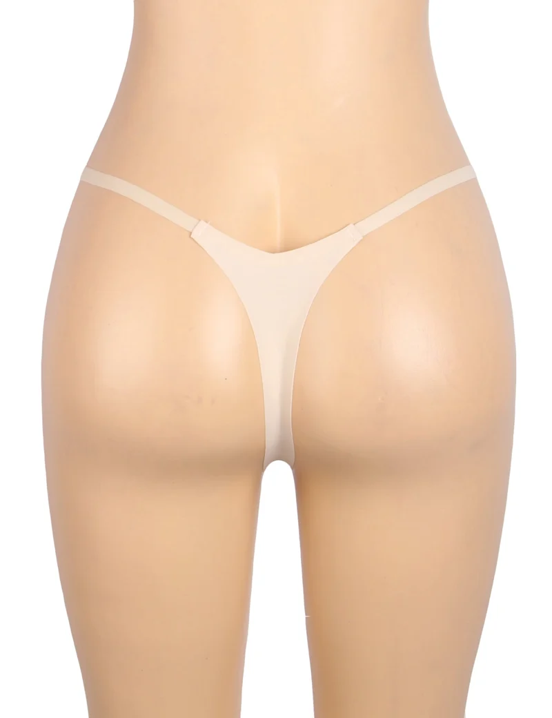 Nahtloser Slip in Nude – Strassbesatz an der Seite, Bademodenstoff & verstellbarer Beinabschluss