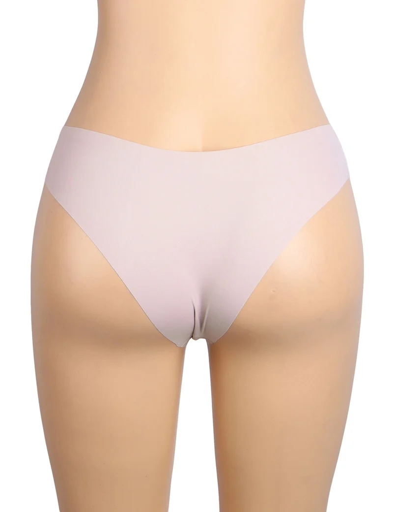Nahtloser rosa Slip – Dekorativer Ringbund, Nylon-Bademodenstoff & abschneidbarer Saum