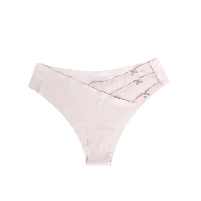 Nahtloser rosa Slip – Dekorativer Ringbund, Nylon-Bademodenstoff & abschneidbarer Saum