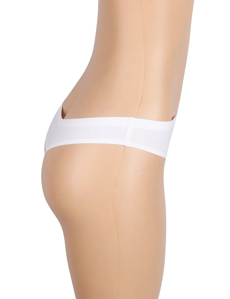 Weißer, nahtloser Triangel-Slip aus hochelastischem Material – niedriger Bund und verstellbarer Beinausschnitt