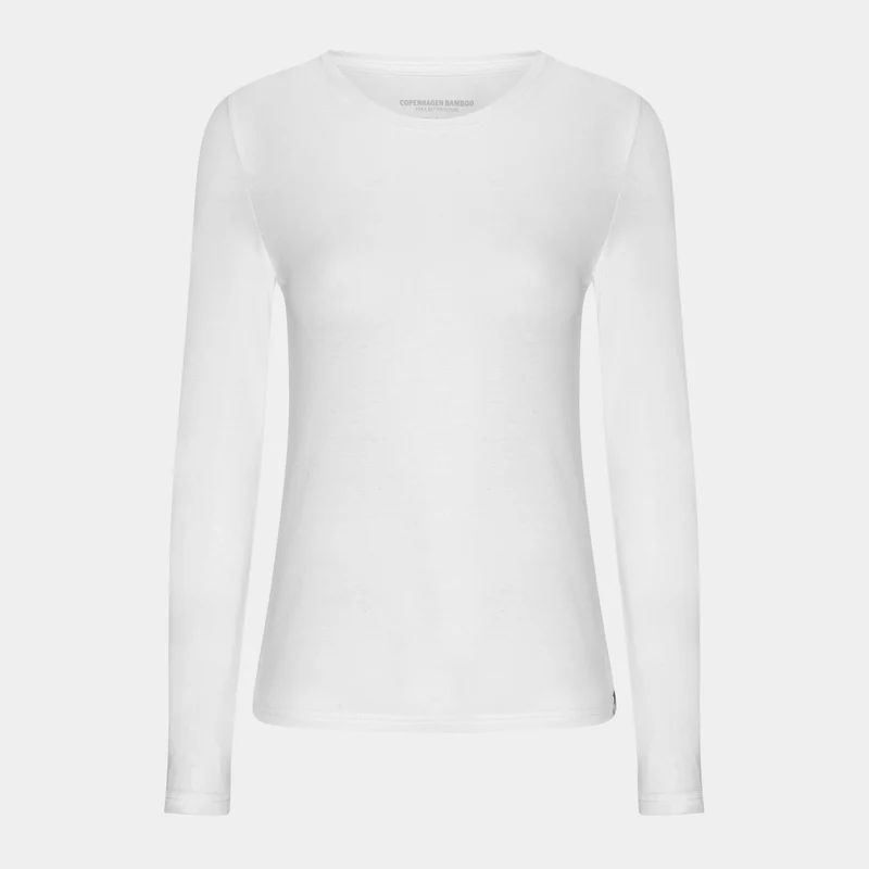 3er-Pack Weißes Langarm-Bambus-T-Shirt